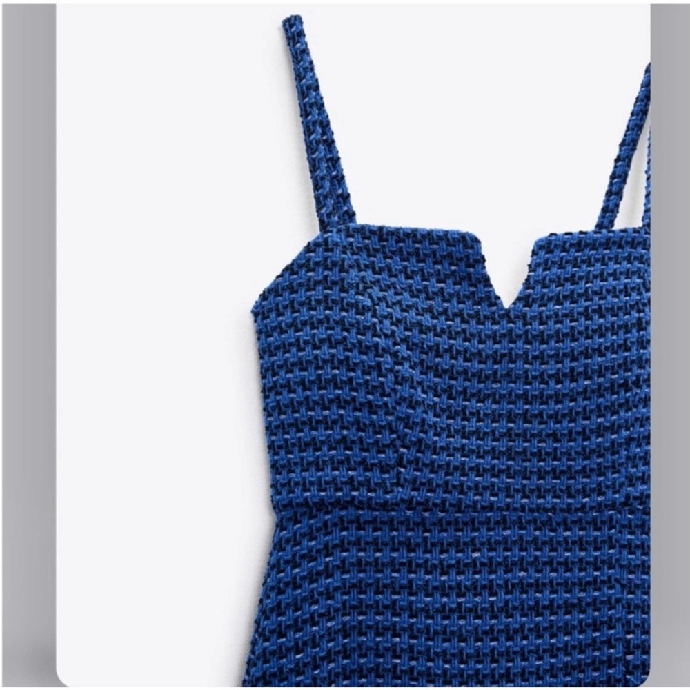 Zara TEXTURED WEAVE TANK DRESS Size Large - Picture 8 of 9
